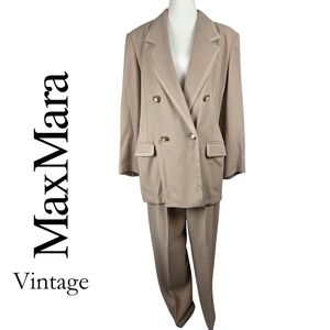 MaxMara Vintage Wool Double-Breasted Blazer and Trouser Set